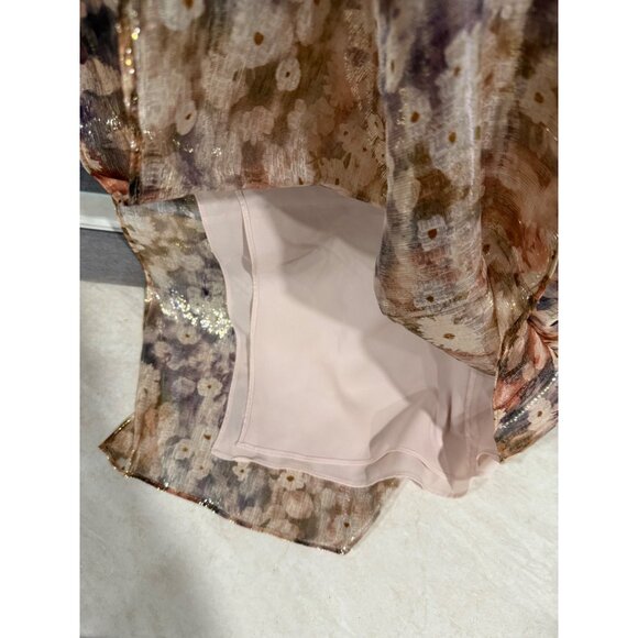Club Monaco Shimmering Floral Maxi Dress Size 8 Sunset/Du Soleil - Picture 5 of 7
